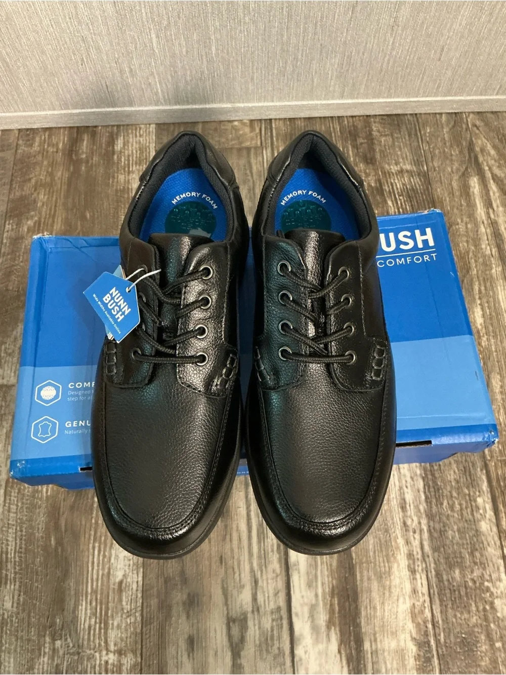 Nunn Bush Men's Black Leather Derby Shoes Size 10
